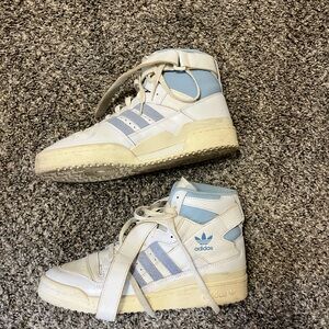 Adidas Kids High-Top Sneakers - White and Light Blue